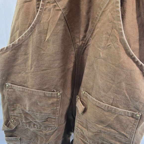 Carhartt Overalls Men 44 X 30 Bib Brown Duck Canvas Carpenter Straight R01 Vtg - Picture 10 of 12